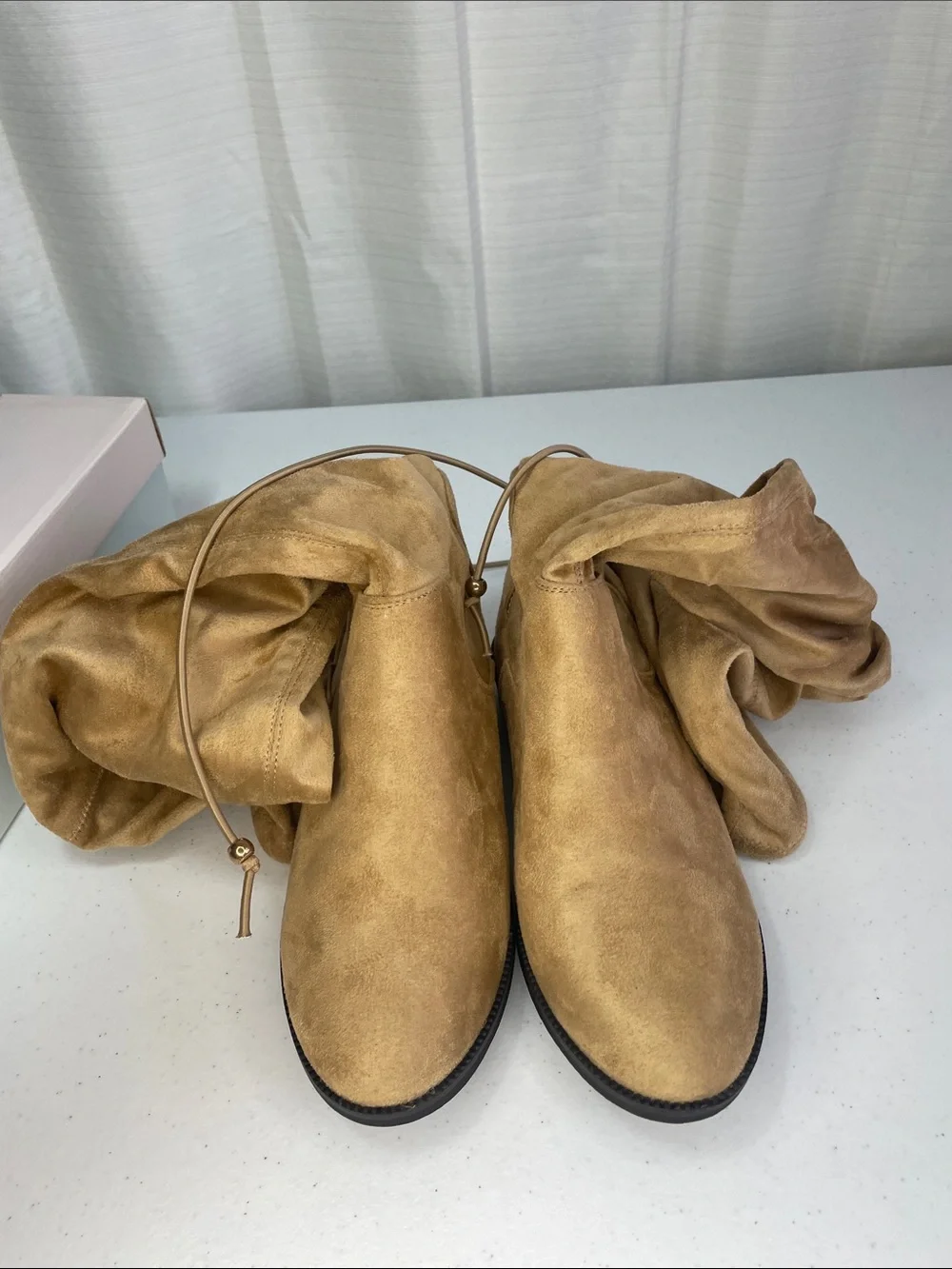 SO Over-the-Knee Suede Boots in Tan
